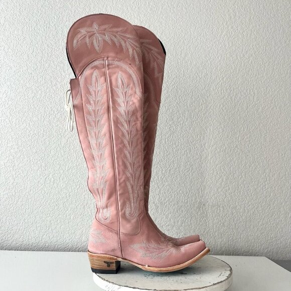 Lane LEXINGTON Over the Knee Womens Cowboy Boots 7 Pink Western Cowgirl Lace up - Picture 2 of 16